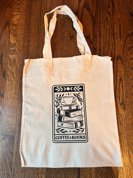 Books and Coffee Canvas Tote