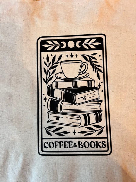 Books and Coffee Canvas Tote