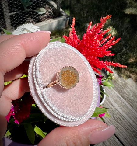 Rose Gold Plated Druzy Ring 7.5