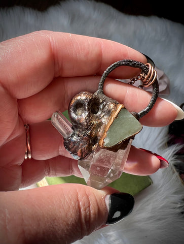 Pirates Skull Crystal Quartz Necklace