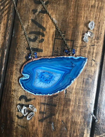 Blue Geode Slice Necklace