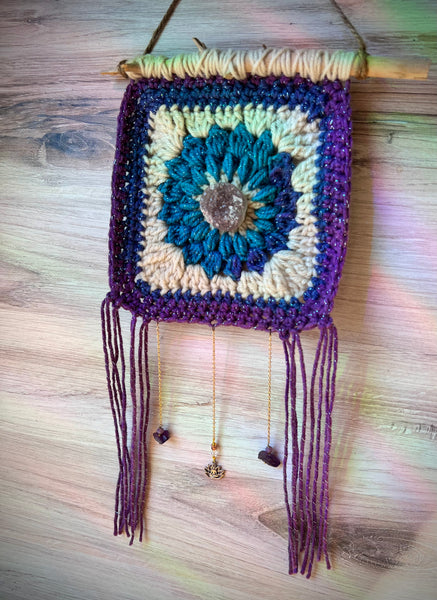 Amethyst Sparkle Crocheted Wall Hanging