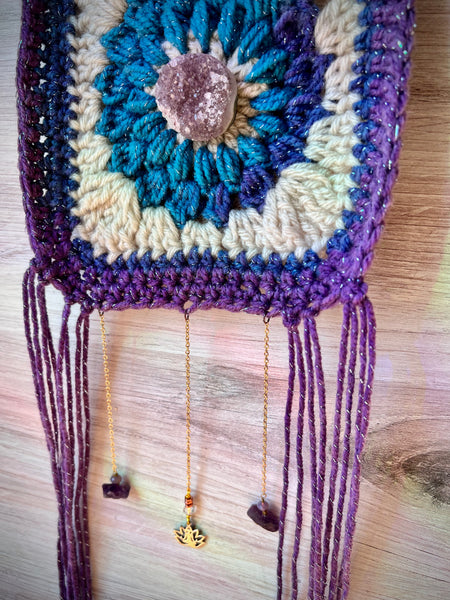 Amethyst Sparkle Crocheted Wall Hanging