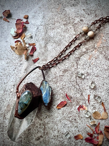 Crystal Quartz, Kyanite & Labradorite Necklace
