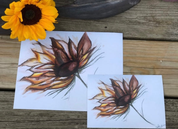 Vintage Sunflower 5x7 Print