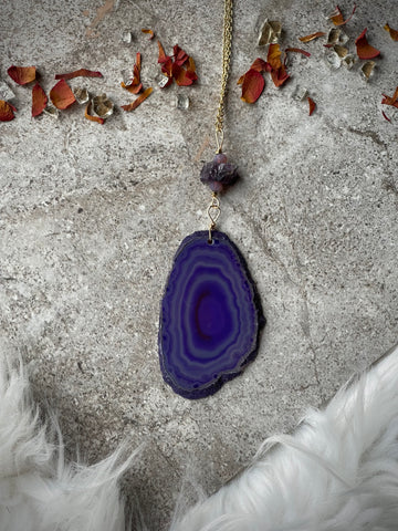 Royal Purple Geode Slice Necklace