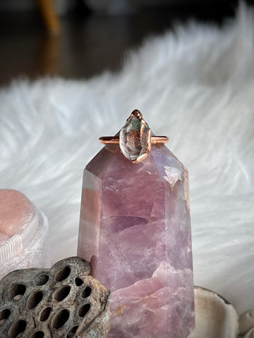 Electroformed Copper Herkimer Diamond Ring